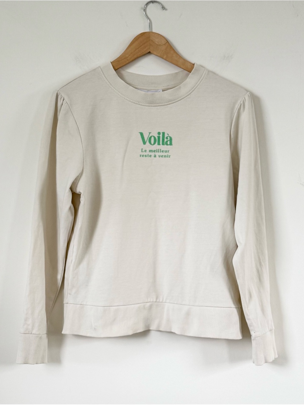 Mango Cream Casual Graphic Sweatshirt -Voilà - Clean Girl, Minimalist Size M